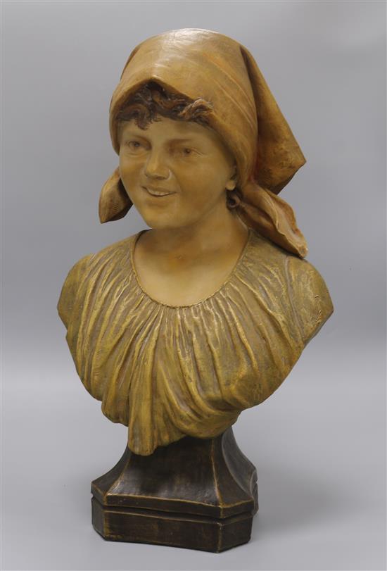 A Goldscheider bust of a girl